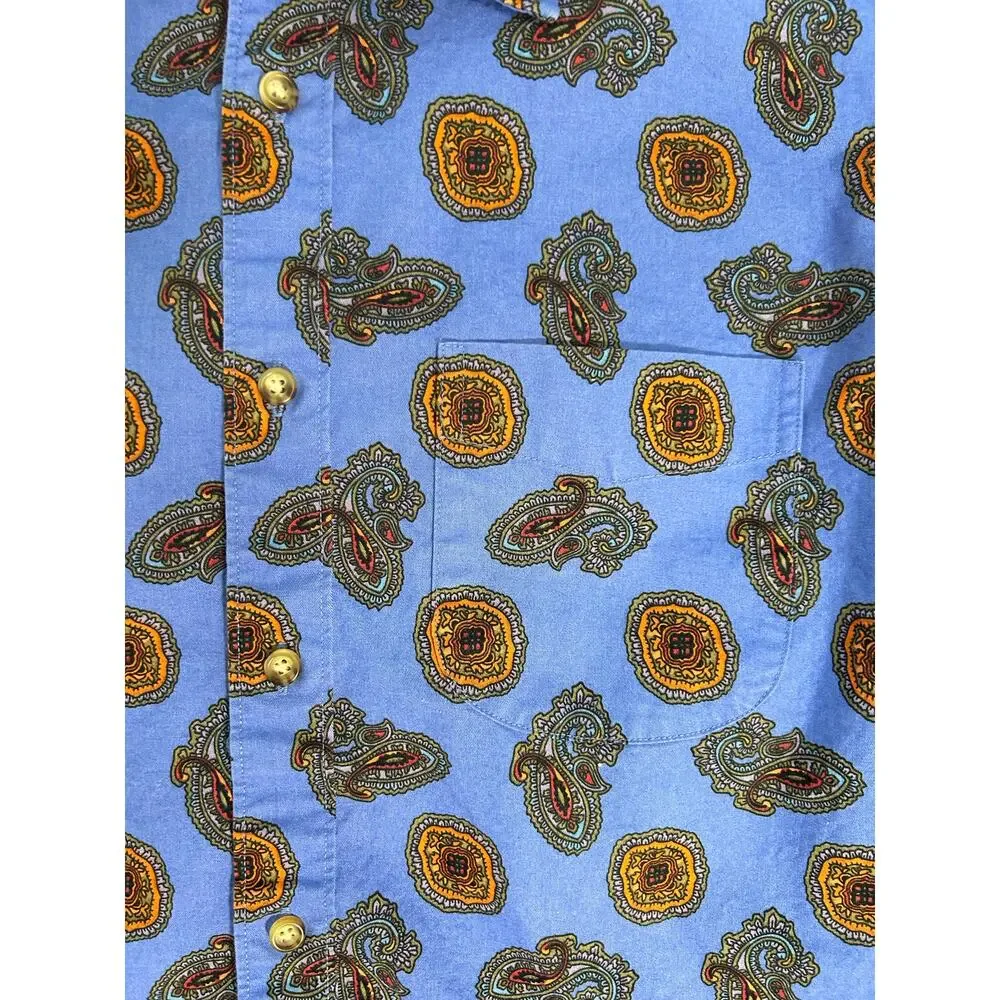 Vintage J Crew Oarsmen Men's Medium Blue Paisley